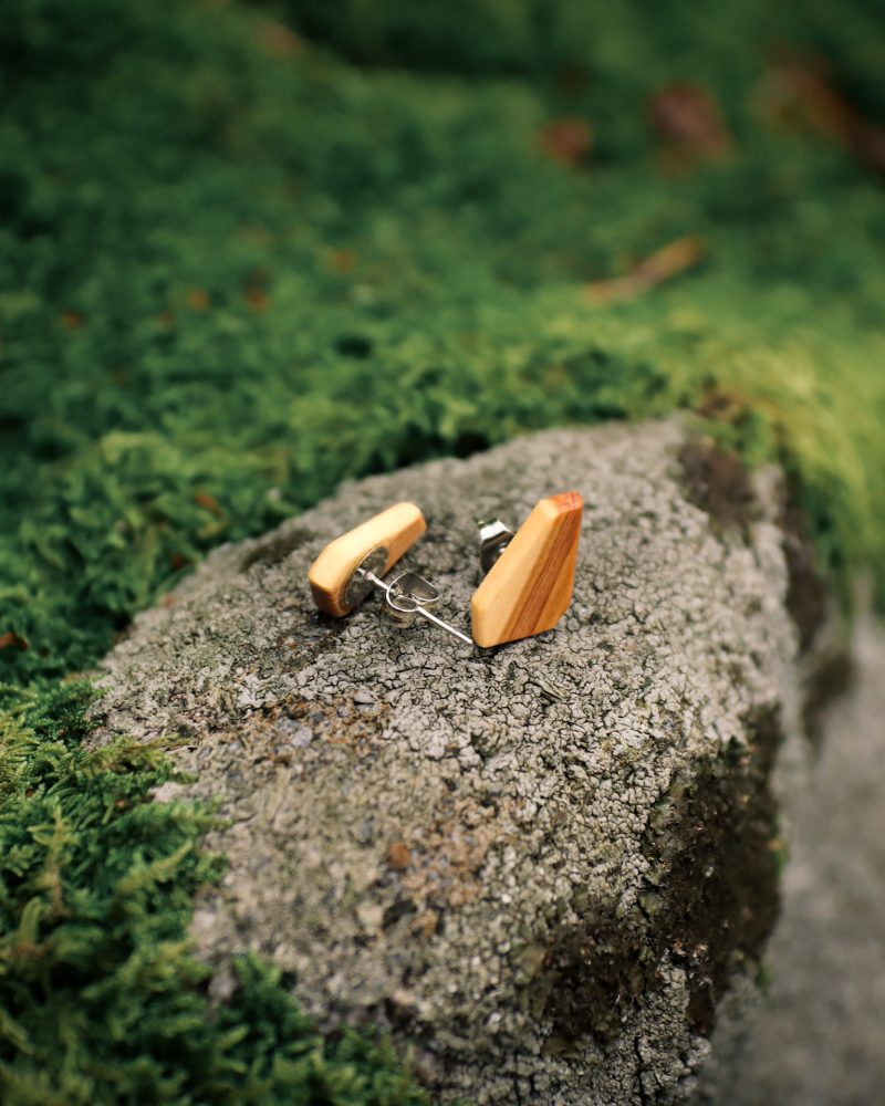 Ohrstecker aus Holz – Form „Vogel“